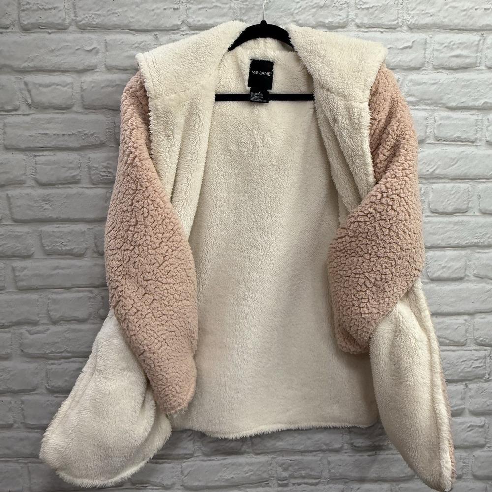Me Jane Womens Sz S Pink Jacket Boho Faux Fur Fluffy Teddybear Sherpa Soft Coat - Picture 14 of 16